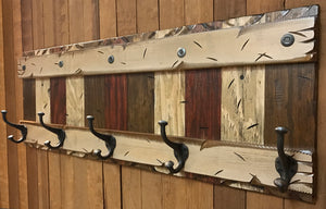 COAT Rack Wall 5 Hook Rustic Distressed Sturdy Wood Entryway Office 44" - Wooden Hearts Inc