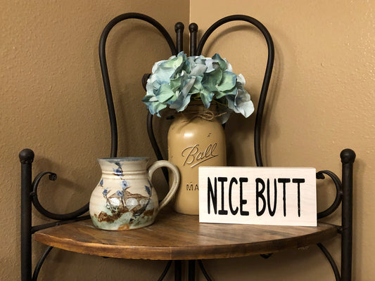 BATHROOM Sign Brush, Floss, Wash, Flush, Shower, Nice Butt, Wash hands, Get Naked 3x6 - Wooden Hearts Inc