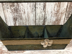 Metal Tool Box w/ Dividers -GRUNGY centerpiece (jars & flowers optional) *Bathroom Kitchen - Wooden Hearts Inc