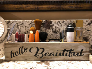 Bathroom Tray Makeup Organizer GORGEOUS BEAUTIFUL Keep it SIMPLE Box Cosmetics - Wooden Hearts Inc