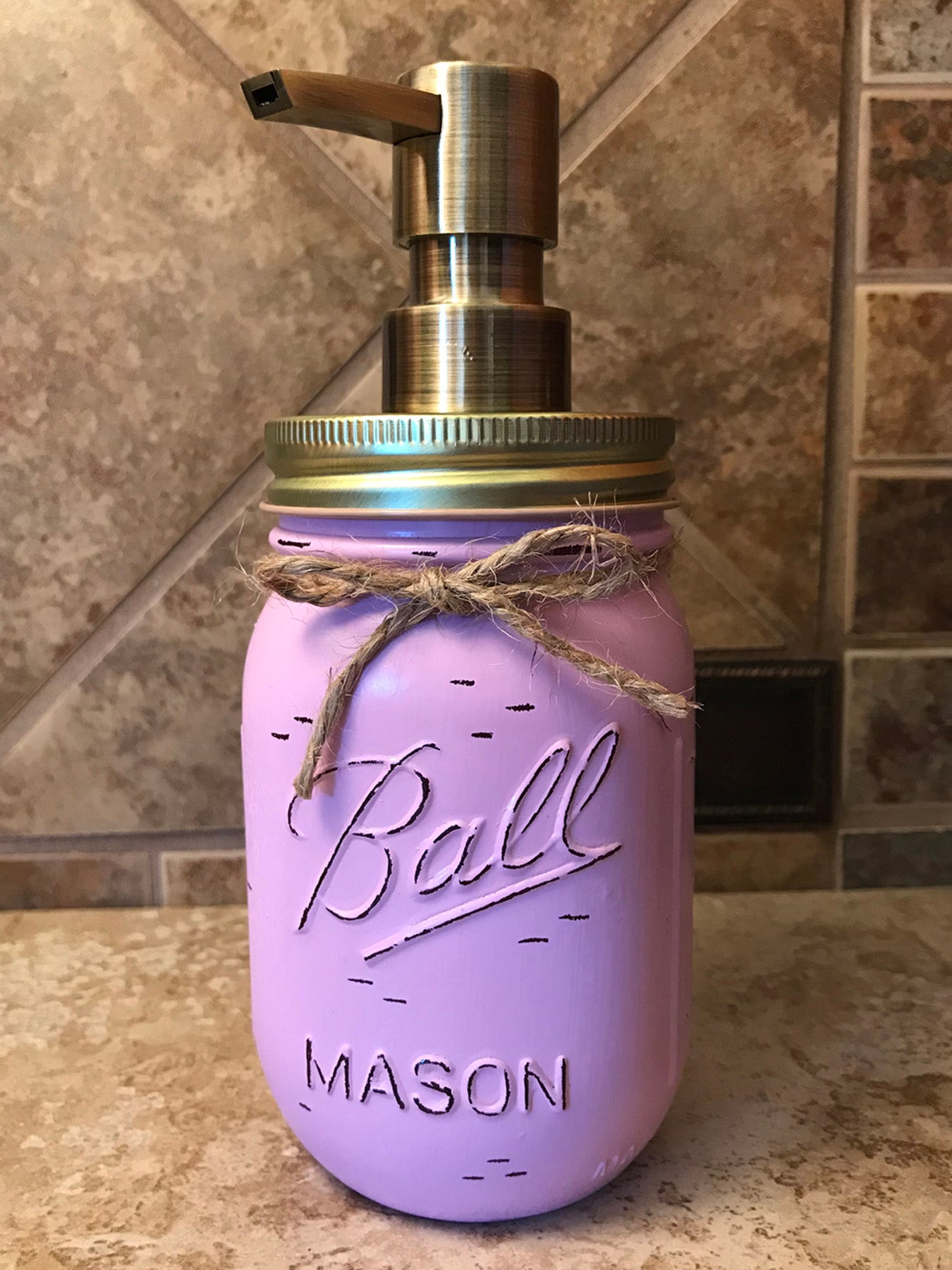 Mason JAR SOAP Brass Bronze Gold Metal DISPENSER Distressed Ball Pint *Kitchen Bathroom Cream White - Wooden Hearts Inc