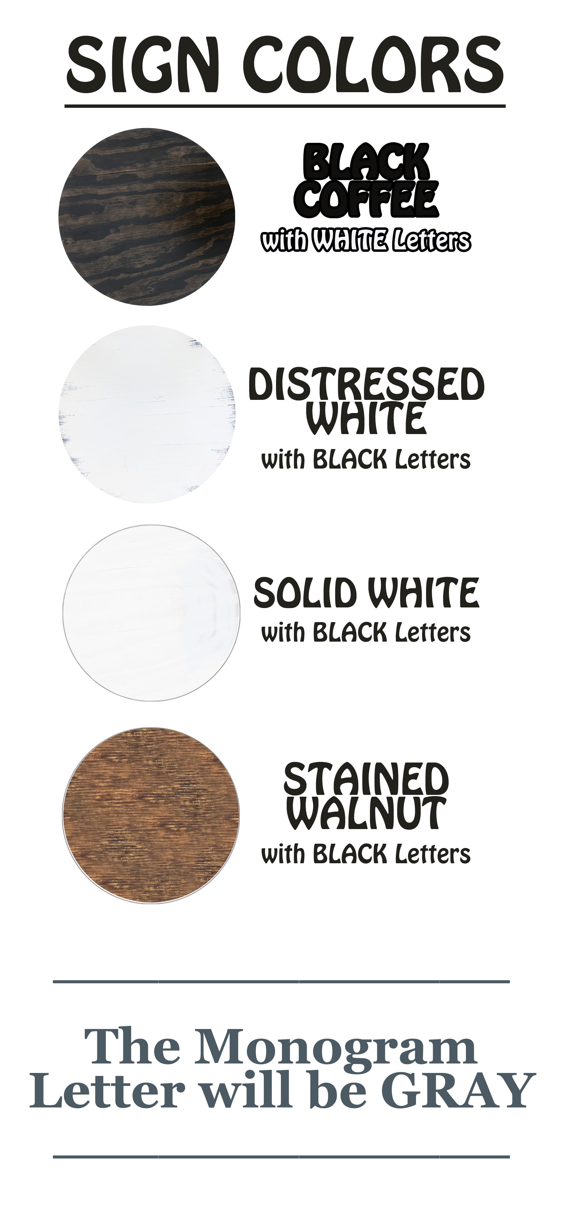 Monogram Last Name 16" Round Letter Sign, Custom, Personalize Name, Door Sign - Wooden Hearts Inc