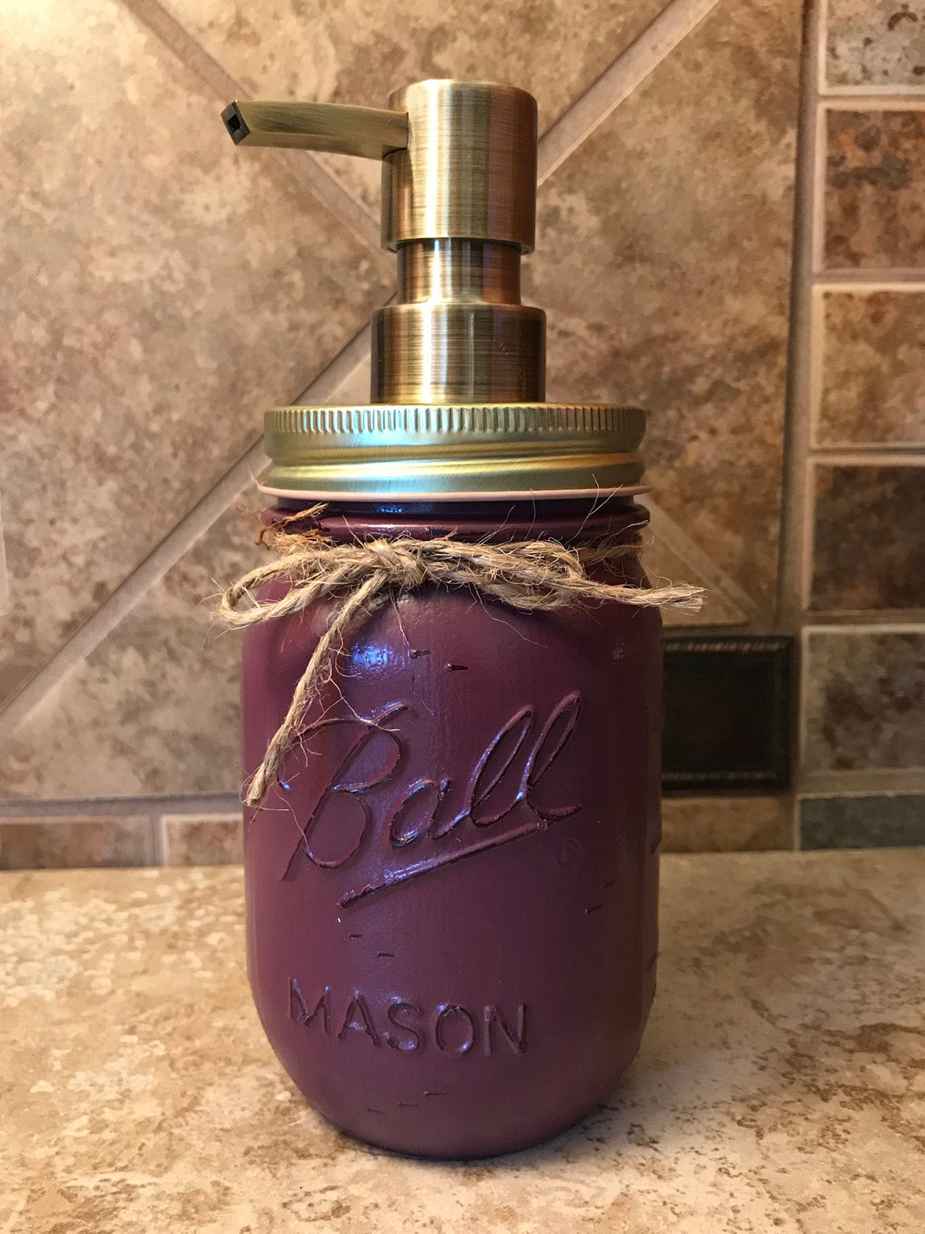 Mason JAR SOAP Brass Bronze Gold Metal DISPENSER Distressed Ball Pint *Kitchen Bathroom Cream White - Wooden Hearts Inc
