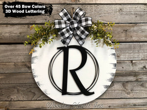 Monogram 16" Round Letter Sign, Custom, Personalize Name, Door Sign - Wooden Hearts Inc