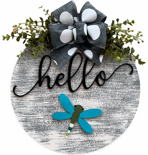 FALL Welcome Season Changer + Interchangeable piece Door Hanger Wreath Custom 14" Round Sign - Wooden Hearts Inc
