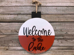 WELCOME Sign Outdoors to the Lake River Fishing Decor BOBBER Door Hanger Cabin Wall - Wooden Hearts Inc