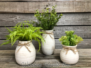 Cream Vase SUCCULENT PLANTS in Ceramic Pottery bottle Pot Jar Mini Greenery Decor - Wooden Hearts Inc