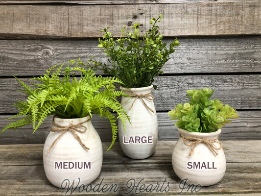Cream Vase SUCCULENT PLANTS in Ceramic Pottery bottle Pot Jar Mini Greenery Decor - Wooden Hearts Inc