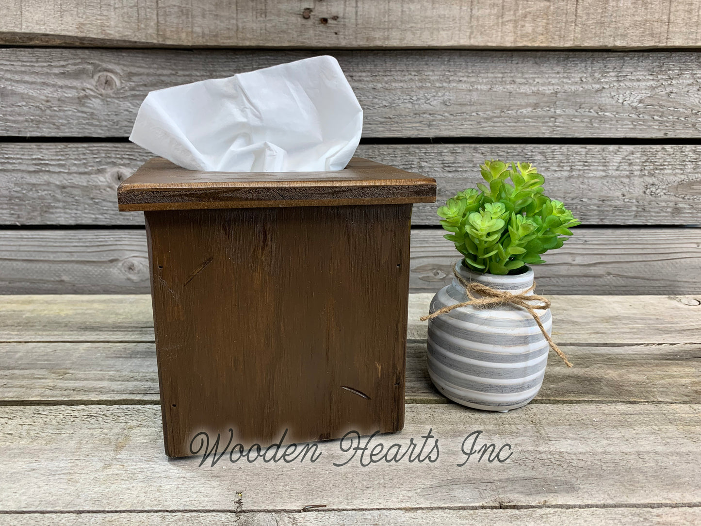 TISSUE BOX COVER, Wood Kleenex Holder, Square, Kitchen Bathroom, Wooden distressed - Wooden Hearts Inc
