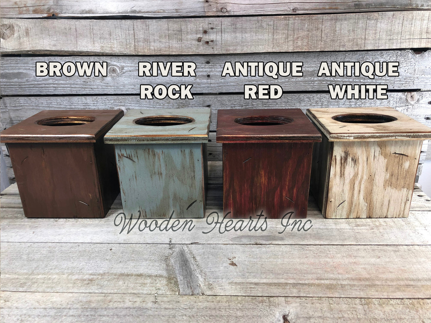 TISSUE BOX COVER, Wood Kleenex Holder, Square, Kitchen Bathroom, Wooden distressed - Wooden Hearts Inc