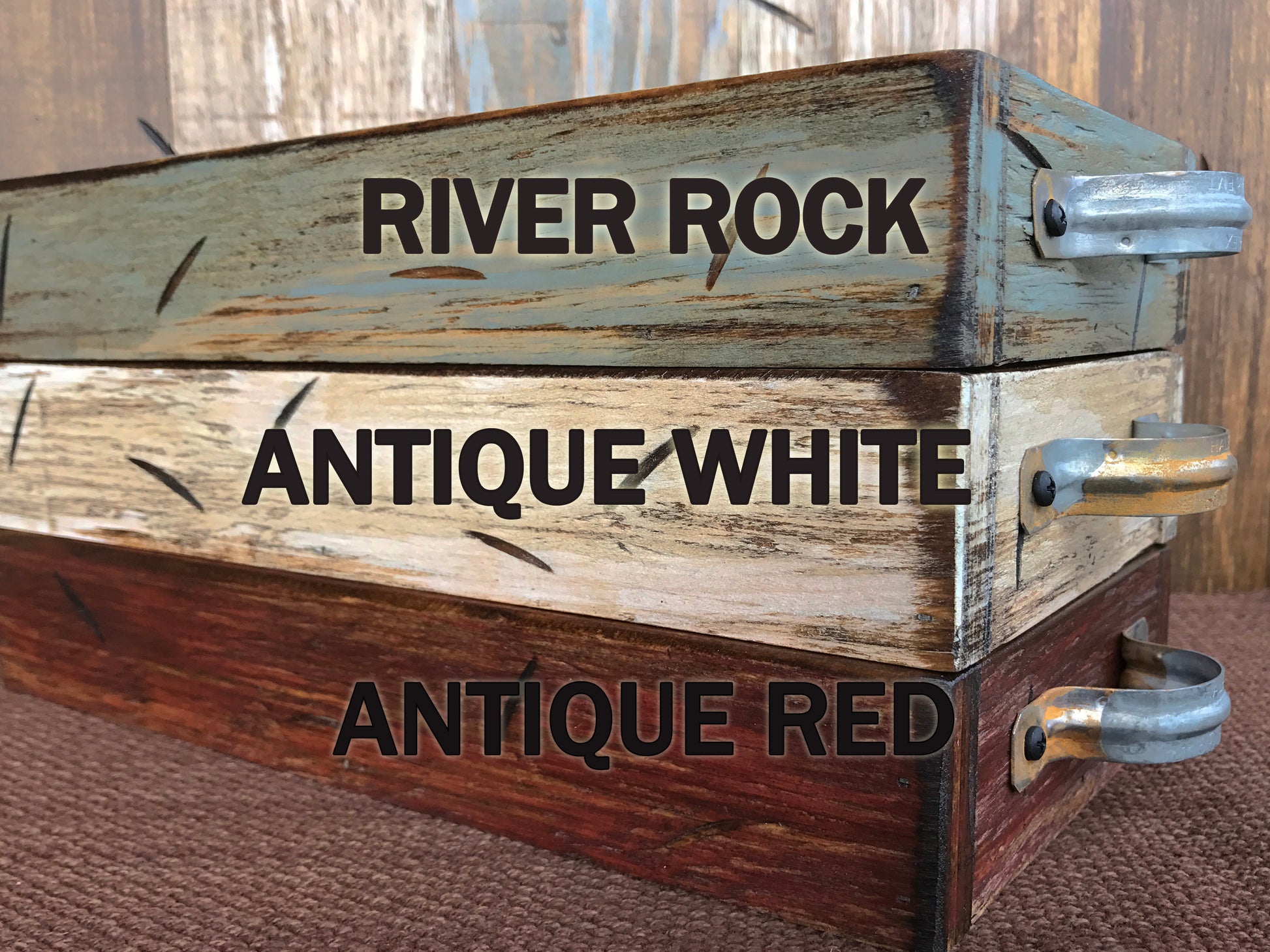 TRAY with HANDLES Large (Fits 5 QUART mason jars) *Create table centerpiece Distressed Wood - Wooden Hearts Inc