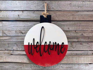Welcome to the Lake Sign Fishing Decor Man BOBBER Door Hanger Cabin River Hello Wall Outdoor - Wooden Hearts Inc