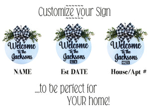 Personalized "Welcome to the _________" Address/Est Date Door Hanger Custom Last Name 16" Round Sign - Wooden Hearts Inc