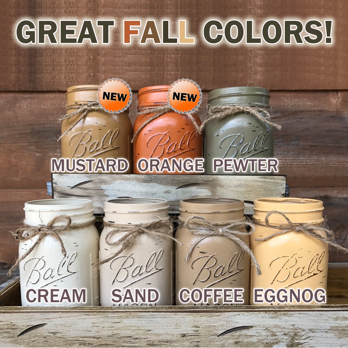 FALL MASON Jar Decor Thanksgiving Centerpiece (Flowers optional) - Wood TRAY + 5 Ball Pint Jars - Wooden Hearts Inc
