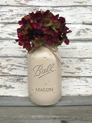 MASON QUART JAR Decor Distressed Ball Painted Reclaimed *Centerpiece (Flower Optional) - Wooden Hearts Inc