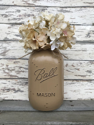 MASON QUART JAR Decor Distressed Ball Painted Reclaimed *Centerpiece (Flower Optional) - Wooden Hearts Inc