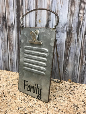 Family PHOTO HOLDER Metal Antique Cheese Grater Picture Frame 4x6 Grand Dogs - Wooden Hearts Inc