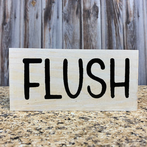 BATHROOM Sign Brush, Floss, Wash, Flush, Shower, Nice Butt, Wash hands, Get Naked 3x6 - Wooden Hearts Inc