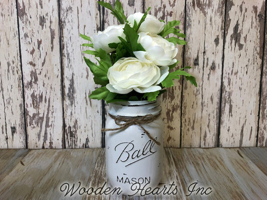 MASON Jar WEDDING Table Decor Distressed PINT Ball *Great for Centerpiece (Greenery Optional) - Wooden Hearts Inc
