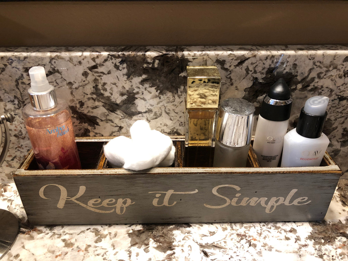Bathroom Tray Makeup Organizer GORGEOUS BEAUTIFUL Keep it SIMPLE Box Cosmetics - Wooden Hearts Inc