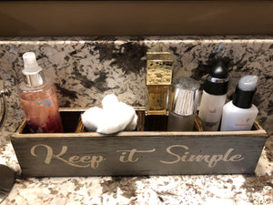 Makeup Organizer Vanity GORGEOUS, BEAUTIFUL, Keep it SIMPLE Tray Bathroom Counter - Wooden Hearts Inc