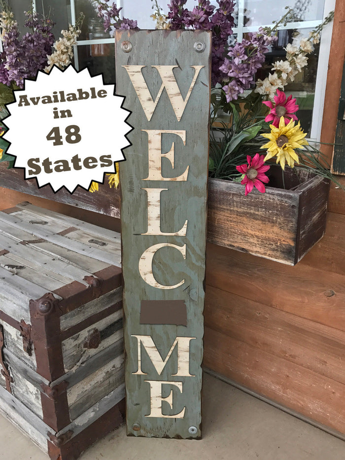 SOUTH DAKOTA STATE Sign  Farm Home Lake or Welcome, Rustic Distressed Wood 50 States Sd