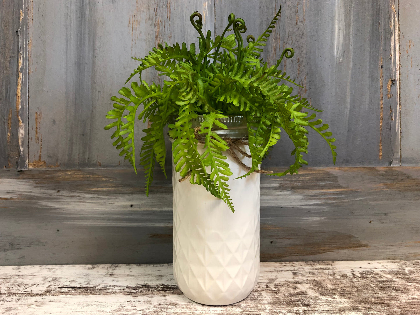 MASON Jar WEDDING Table Decor Tall QUILTED Ball Painted *Centerpiece (Greenery Optional) - Wooden Hearts Inc