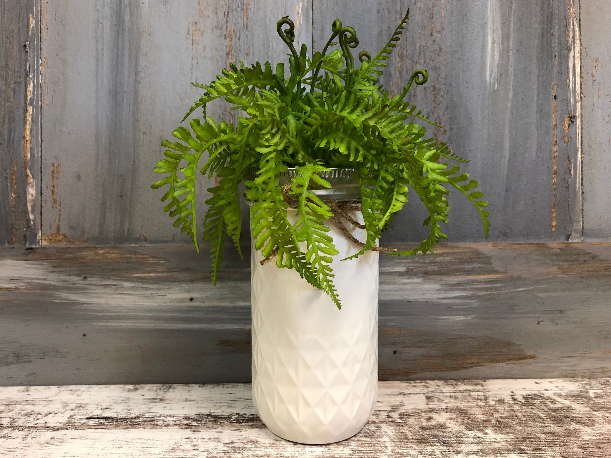 MASON Jar WEDDING Table Decor Tall QUILTED Ball Painted *Centerpiece (Greenery Optional) - Wooden Hearts Inc
