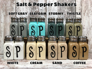 SALT and PEPPER SHAKER set of with 2 Stainless Steel Lids ~Square Kitchen S P Shakers - Wooden Hearts Inc