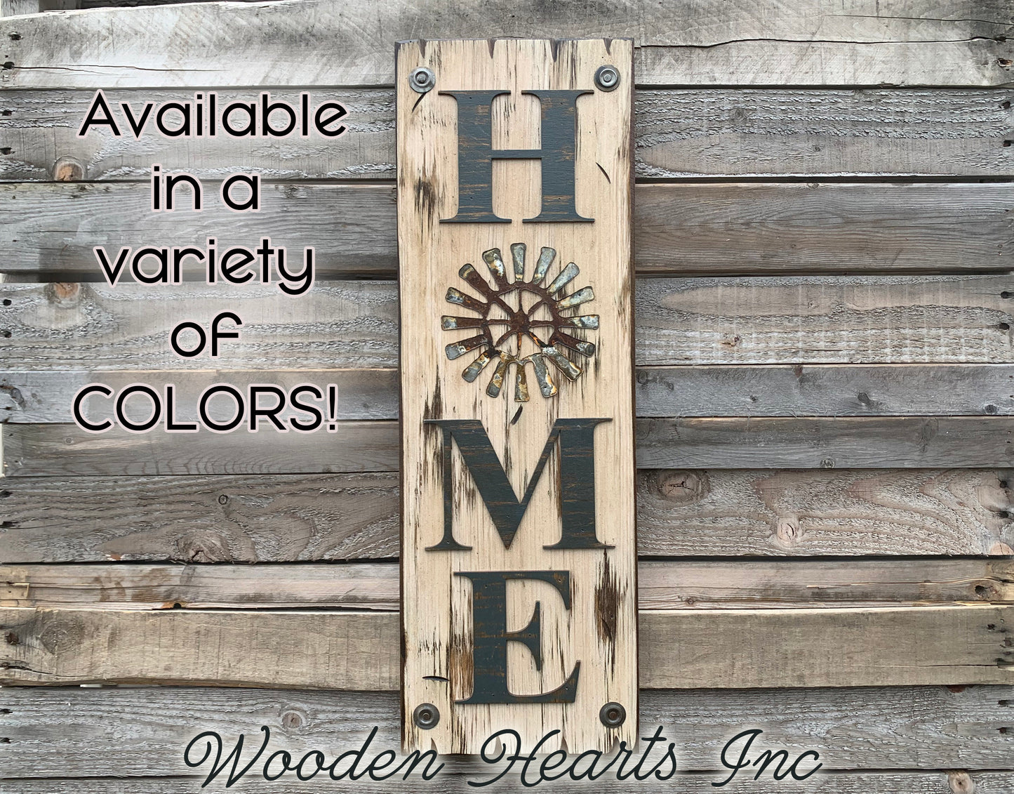 Windmill Wall Decor Sign *Home  Farmhouse * Welcome, Rustic Distressed Wood - Wooden Hearts Inc