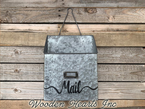 MAILBOX ORGANIZER WALL Bin Metal Mailbox *Clean Dirty Mail Bills Coupons Holder * Fabric FACE MASK - Wooden Hearts Inc