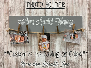 PHOTO Holder Sign GRANDMAS MOMS Greatest Blessings Wood Gift for Grandma Mom Grandkids - Wooden Hearts Inc