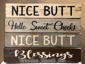Bathroom NICE BUTT Tray Toilet Paper Holder Sweet Cheeks *Blessings *Wood Decor - Wooden Hearts Inc