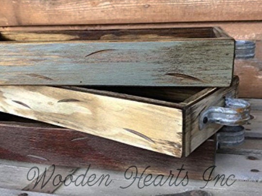 Centerpiece Large Wood TRAY ONLY with Handles (Fits 5 pint mason jars) Kitchen Table Decor - Wooden Hearts Inc