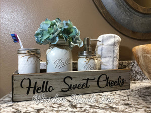 Bathroom Blessings Tray Toilet Paper Holder *Nice Butt * Sweet Cheeks *Wood Decor - Wooden Hearts Inc