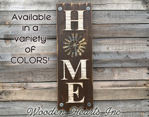 Home Welcome Windmill Wall Decor Sign  Farmhouse , Rustic Distressed Wood - Wooden Hearts Inc