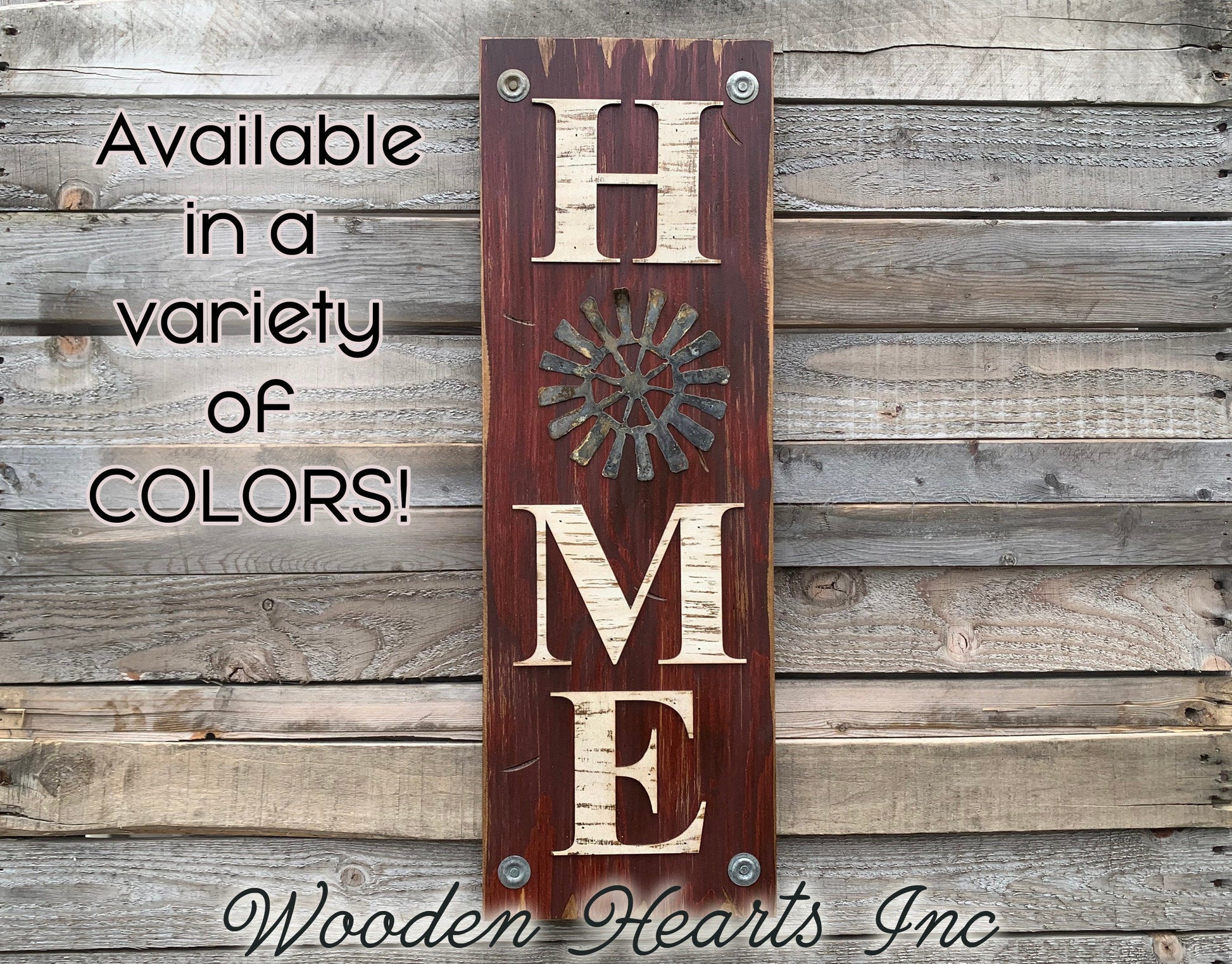 Windmill Wall Decor Sign *Home  Farmhouse * Welcome, Rustic Distressed Wood - Wooden Hearts Inc