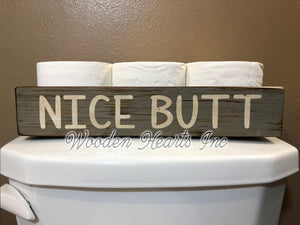 Bathroom tray Sweet Cheeks Tray Toilet Paper Holder *Nice Butt *Blessings *Wood Decor - Wooden Hearts Inc