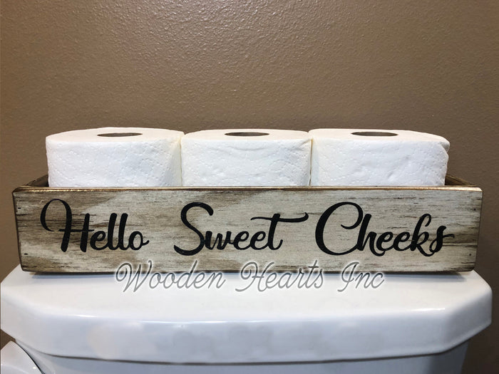 Bathroom tray Sweet Cheeks Tray Toilet Paper Holder *Nice Butt *Wood Decor