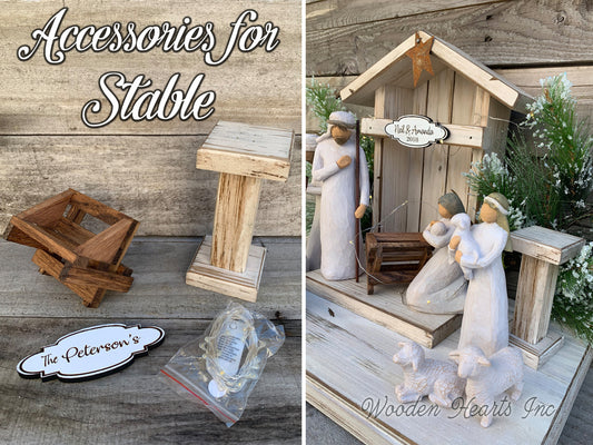 Custom Engraved Sign for Wooden Stable Nativity *PERSONALIZE your stable! - Wooden Hearts Inc