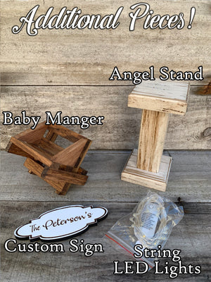Custom Engraved Sign for Wooden Stable Nativity *PERSONALIZE your stable! - Wooden Hearts Inc