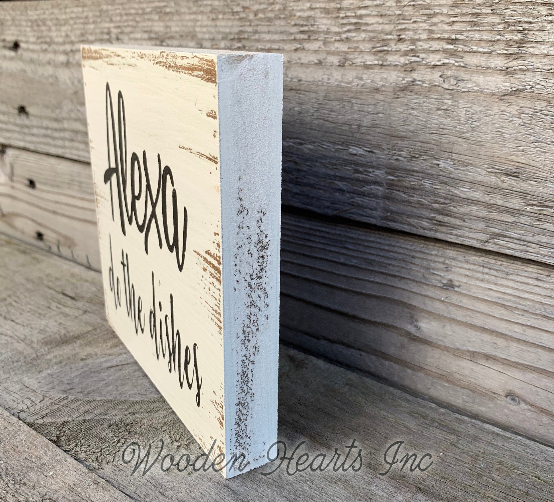 ALEXA clean the Bathroom Sign Bath Shower Toilet Laundry Room Chores Humor Funny Wall - Wooden Hearts Inc