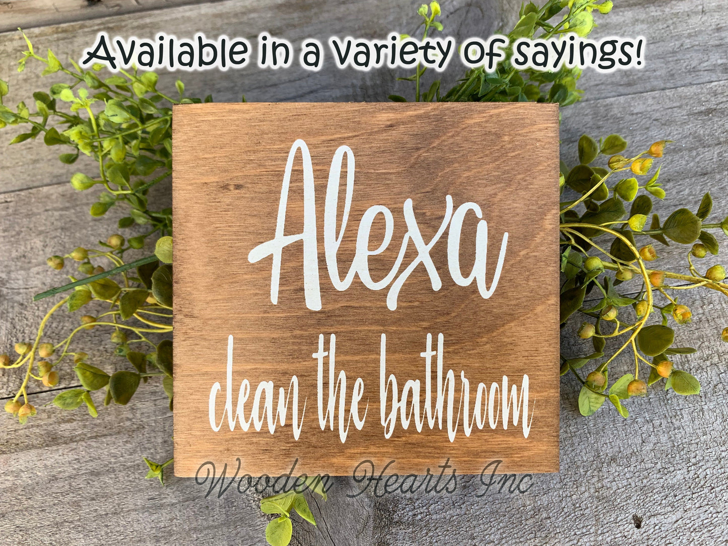 ALEXA make my bed Sign Dishes Feed Dogs Dinner Clean House Laundry Room Chores Funny - Wooden Hearts Inc