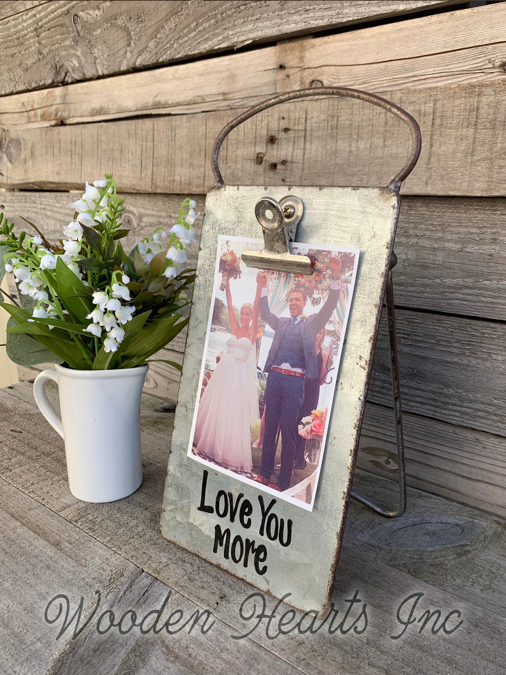 Grandkids PHOTO HOLDER Metal Antique Cheese Grater Picture Frame 4x6 photos Family - Wooden Hearts Inc