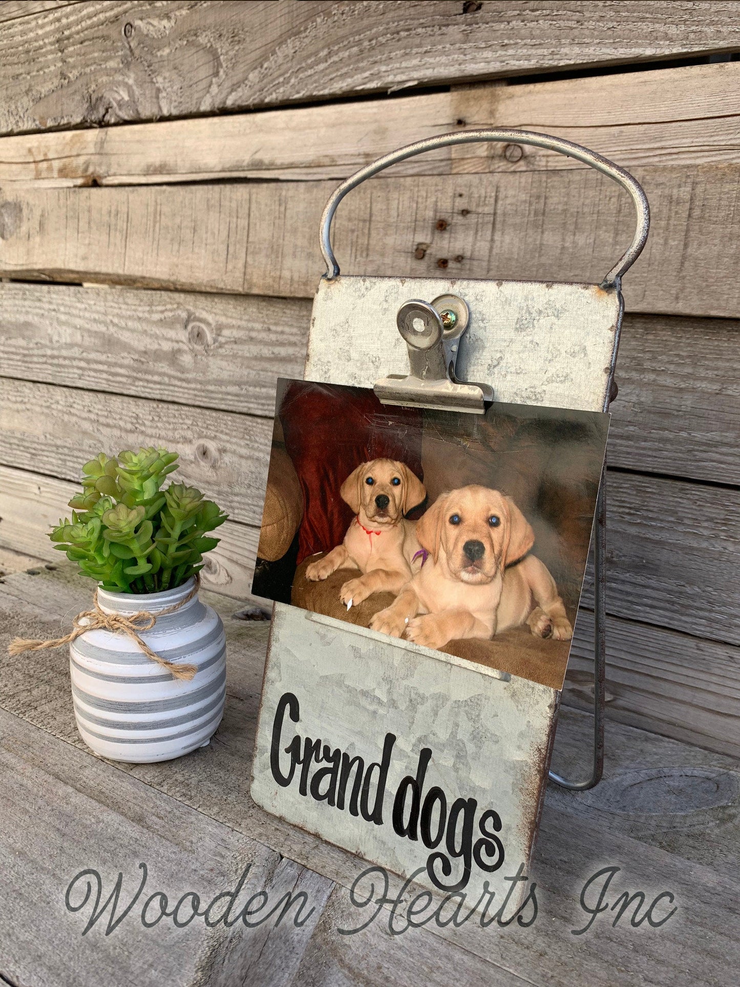 Blessings Sign PHOTO HOLDER Metal Antique Cheese Grater Standing Picture Frame  Family - Wooden Hearts Inc
