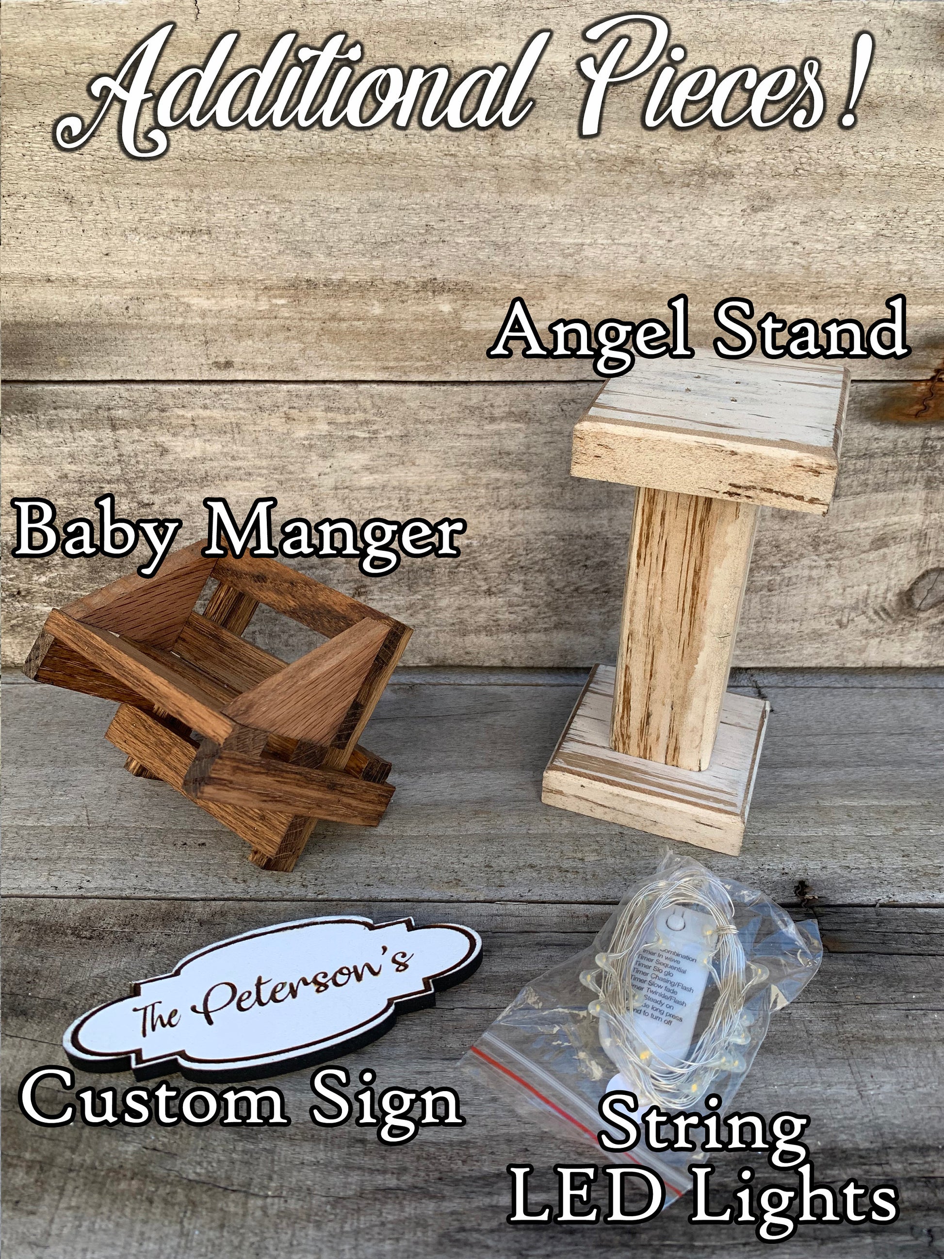 STABLE Top CRECHE for Nativity *WOOD Christmas Decor ***ANTIQUE WHITE*** - Wooden Hearts Inc
