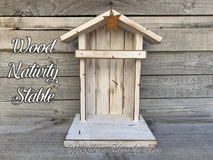 STABLE Top CRECHE for Nativity *WOOD Christmas Decor ***ANTIQUE WHITE*** - Wooden Hearts Inc