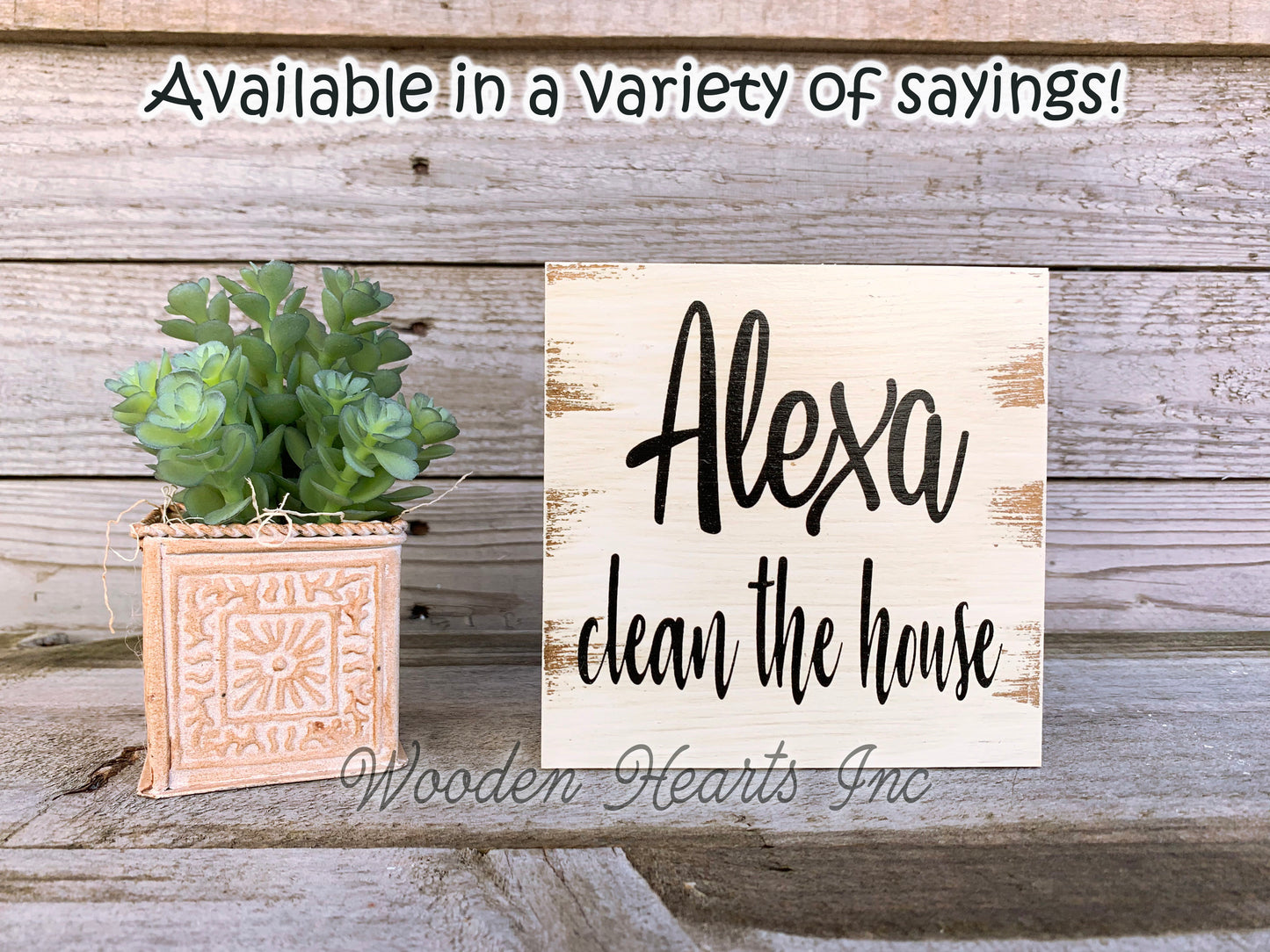 ALEXA clean the house Sign Bathroom Dishes Feed Dogs Make Dinner Bed Garbage Laundry Funny Gift - Wooden Hearts Inc