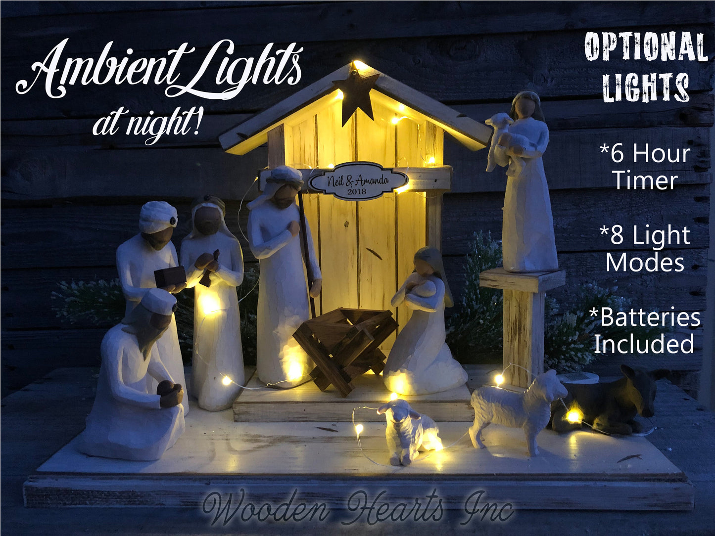 Custom Engraved Sign for Wooden Stable Nativity *PERSONALIZE your stable! - Wooden Hearts Inc