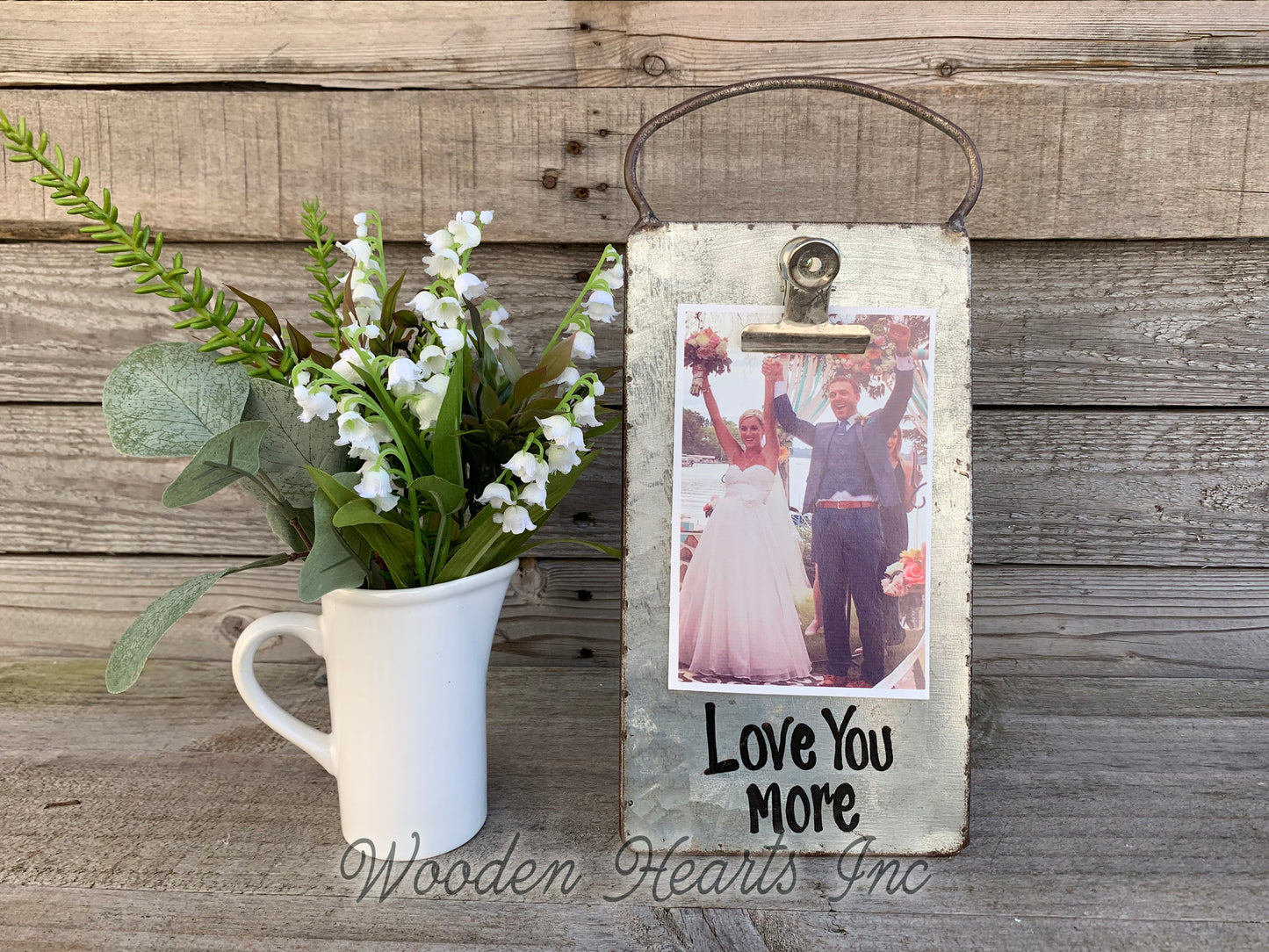 Grand dog PHOTO HOLDER Metal Antique Cheese Grater with Clip Picture Frame 4x6 Grand kids - Wooden Hearts Inc